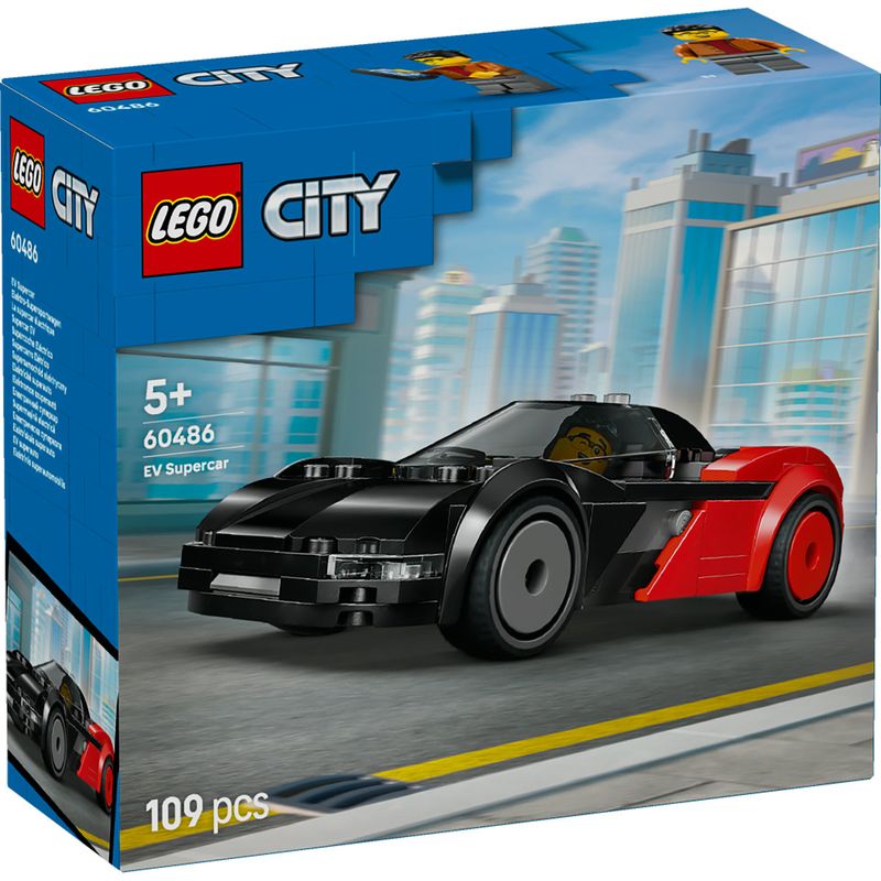 Jucarii, Copii si Bebe - Jucarii si jocuri - Seturi de constructie si cuburi - Seturi de constructie - LEGO City Supermasina Electrica Rosie si Neagra 60486 - Infinity.ro