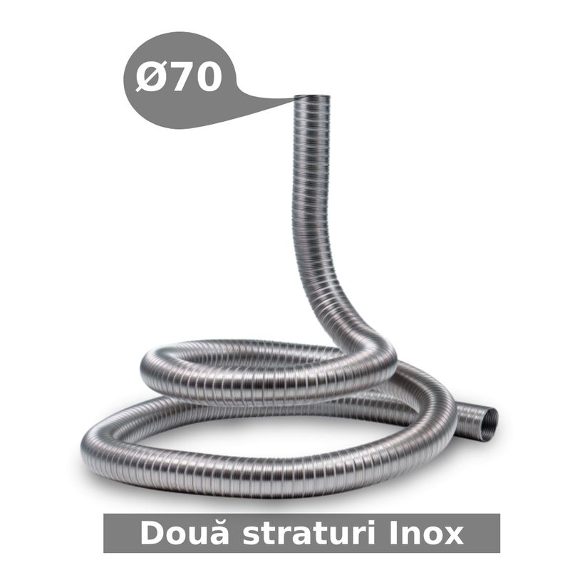 Auto si Moto - Piese auto si accesorii - Piese auto - Sisteme de esapament - Tub evacuare gaze flexibil din inox de la Paa-Auto®, cu doua straturi de inox diametru interior de 70 mm - Infinity.ro