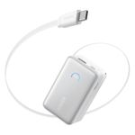 Laptop, Telefoane si Tablete - Telefoane mobile si accesorii - Accesorii Telefoane - Baterii externe - Acumulator extern Anker Nano 10.000 mAh, 45W, cu cablu USB-C InstaCord retractabil, Alb - Infinity.ro