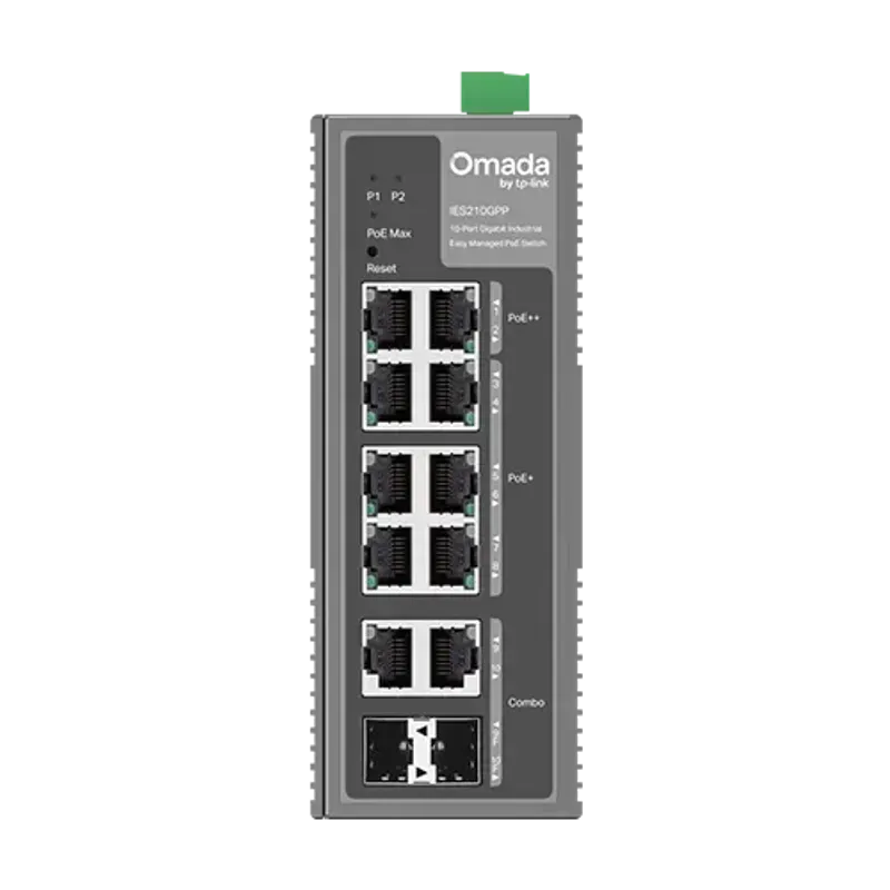 PC, gaming si accesorii - Retelistica - Switch-uri - Switch-uri cu management - Switch industrial 8 x RJ45 1G PoE+/PoE++, 2 x combo SFP/RJ45 1G, Easy Managed - TP-Link Omada IES210GPP - Infinity.ro
