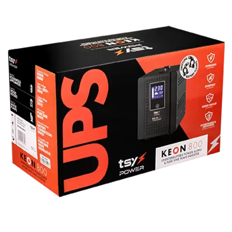 Casa si Gradina - Electrice - Smart Home - Accesorii control acces si supraveghere - UPS 800VA, repornire automata, afisaj LCD, protectii multiple, Input AC 155-285V UPS-KEON-800VA - Infinity.ro