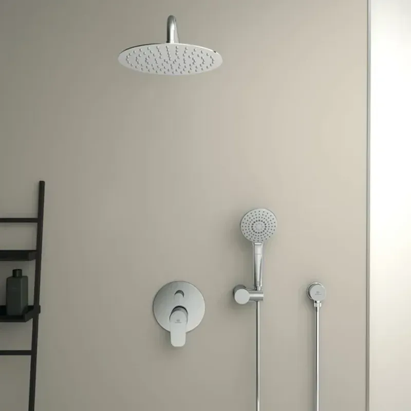 Casa si Gradina - Sanitare - Lavoar baie si accesorii - Baterii sanitare - Cot conector de dus FixFit Ideal Standard crom lucios IdealRain Round - Infinity.ro