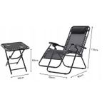 Casa si Gradina - Gradina si terasa - Balansoare si hamace - Balansoare - Set 2 sezlonguri pliabile 90x65x110 cm cu masuta 50x50x50 cm, textilene si cadru metalic, negru - Infinity.ro