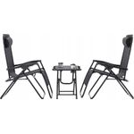 Casa si Gradina - Gradina si terasa - Balansoare si hamace - Balansoare - Set 2 sezlonguri pliabile 90x65x110 cm cu masuta 50x50x50 cm, textilene si cadru metalic, negru - Infinity.ro