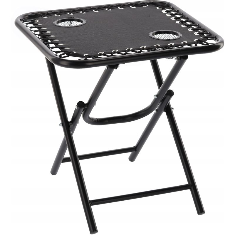 Casa si Gradina - Gradina si terasa - Balansoare si hamace - Balansoare - Set 2 sezlonguri pliabile 90x65x110 cm cu masuta 50x50x50 cm, textilene si cadru metalic, negru - Infinity.ro