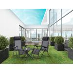 Casa si Gradina - Gradina si terasa - Balansoare si hamace - Balansoare - Set 2 sezlonguri pliabile 90x65x110 cm cu masuta 50x50x50 cm, textilene si cadru metalic, negru - Infinity.ro