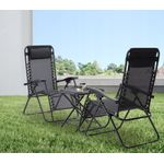 Casa si Gradina - Gradina si terasa - Balansoare si hamace - Balansoare - Set 2 sezlonguri pliabile 90x65x110 cm cu masuta 50x50x50 cm, textilene si cadru metalic, negru - Infinity.ro