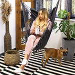 Casa si Gradina - Gradina si terasa - Balansoare si hamace - Balansoare - Hamac tip leagan suspendat pentru casa sau gradina, cu perne, 130x100cm, 150kg, gri inchis - Infinity.ro