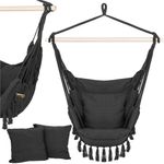 Casa si Gradina - Gradina si terasa - Balansoare si hamace - Balansoare - Hamac tip leagan suspendat pentru casa sau gradina, cu perne, 130x100cm, 150kg, gri inchis - Infinity.ro