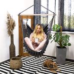 Casa si Gradina - Gradina si terasa - Balansoare si hamace - Balansoare - Hamac tip leagan suspendat pentru casa sau gradina, cu perne, 130x100cm, 150kg, gri inchis - Infinity.ro