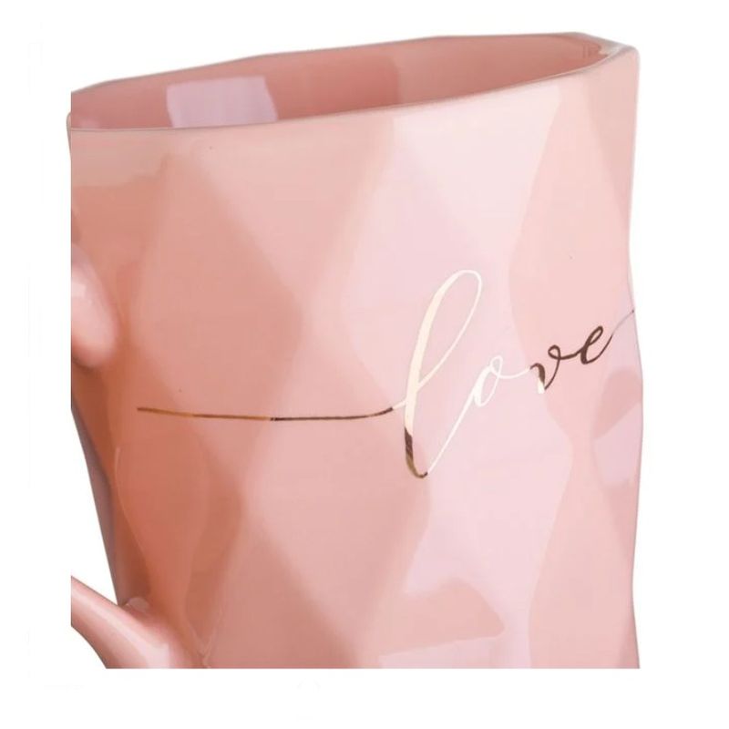 Casa si Gradina - Bucatarie si vesela - Cani si pahare - Cani si cesti - Cana New Bone cu Mesaj "Love", Roz, 9 x 9.5 cm, 360ml - Infinity.ro