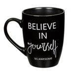 Casa si Gradina - Bucatarie si vesela - Cani si pahare - Cani si cesti - Cana New Bone cu Mesaj "Believe in Yourself", Negru Mat, 8.5 x 10.5 cm, 370 ml - Infinity.ro