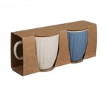 Casa si Gradina - Bucatarie si vesela - Cani si pahare - Cani si cesti - Set Cesti Ceramice cu Model Dungi, 170ml,  Bej si Bleu, 7 x 8 cm, 2buc - Infinity.ro