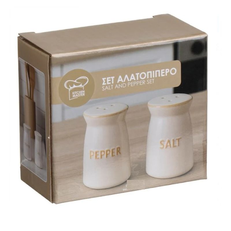 Casa si Gradina - Bucatarie si vesela - Ustensile bucatarie - Rasnite si dozatoare condimente - Set Solnite Sare si Piper Ceramice Nordic Style, Bej, 9.5 x 5 x 9 cm - Infinity.ro