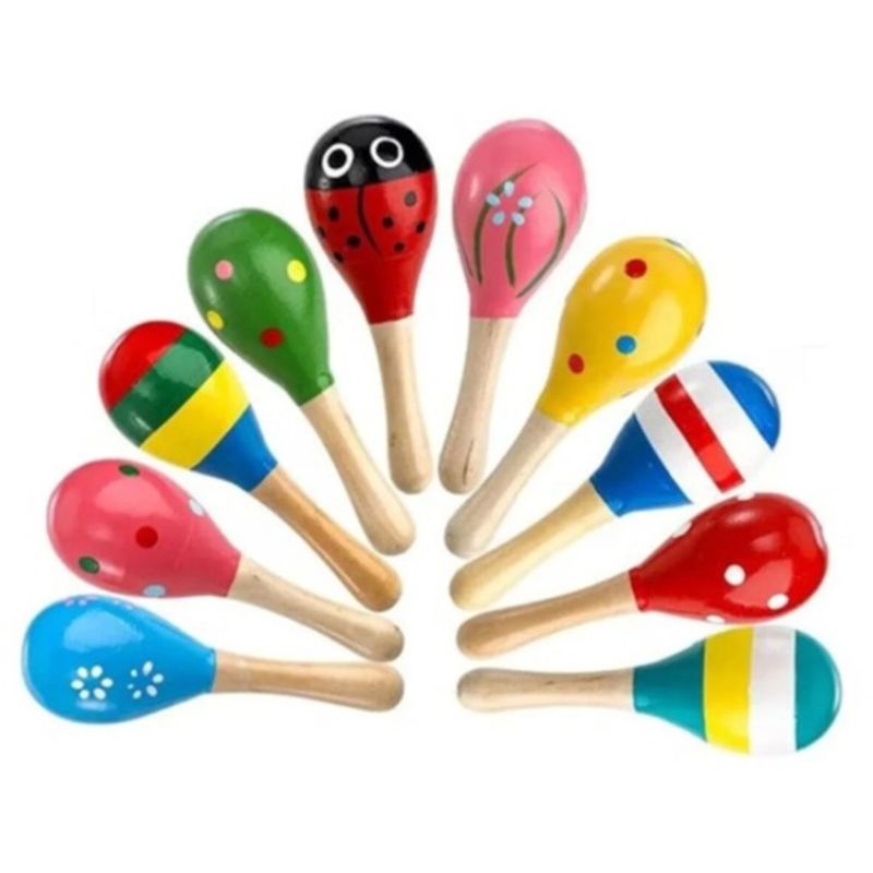 Jucarii, Copii si Bebe - Jucarii si jocuri - Jucarii de rol - Instrumente muzicale de jucarie - Instrument Muzical pentru Copii, Maracas din lemn, Albastru, 18.5 cm - 2 buc - Infinity.ro