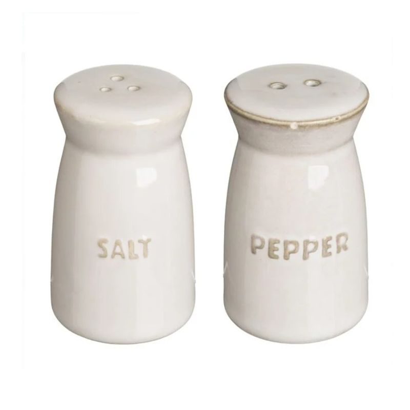 Casa si Gradina - Bucatarie si vesela - Ustensile bucatarie - Rasnite si dozatoare condimente - Set Solnite Sare si Piper Ceramice Nordic Style, Bej, 9.5 x 5 x 9 cm - Infinity.ro