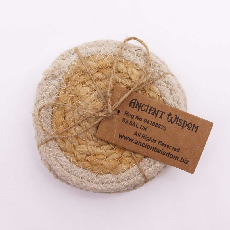 Casa si Gradina - Textile si covoare - Textile bucatarie - Servete si naproane - Servet Natural din Iuta si Bumbac pentru Pahare cu Bordura Alba, India, 10 cm, 4 buc - Infinity.ro