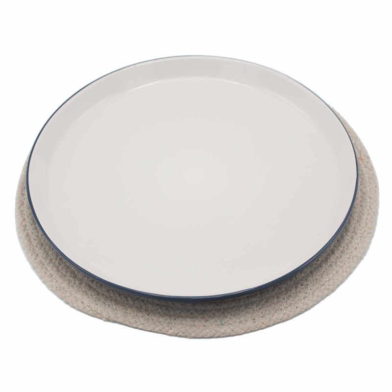 Casa si Gradina - Textile si covoare - Textile bucatarie - Servete si naproane - Servet Natural din Iuta si Bumbac cu Bordura Ivory, India, 30 x 30 cm - Infinity.ro