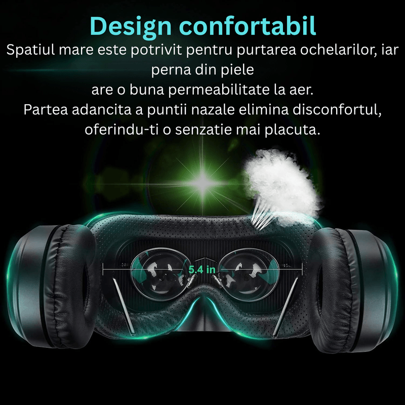 PC, gaming si accesorii - Gaming - Accesorii gaming - Ochelari VR Gaming - Ochelari VR 3D cu Casti si Gamepad, Sunet 9D, Android iOS, Telefoane 4.7–6.6”, Negru - Infinity.ro