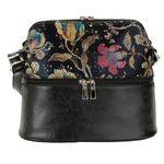 Fashion, accesorii si bijuterii - Femei - Accesorii femei - Genti si rucsacuri femei - Geanta dama din piele naturala, model 239, de umar si crossbody, negru cu flori - Infinity.ro