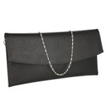 Fashion, accesorii si bijuterii - Femei - Accesorii femei - Genti si rucsacuri femei - Plic de ocazie negru din piele naturala cu striatii - Infinity.ro