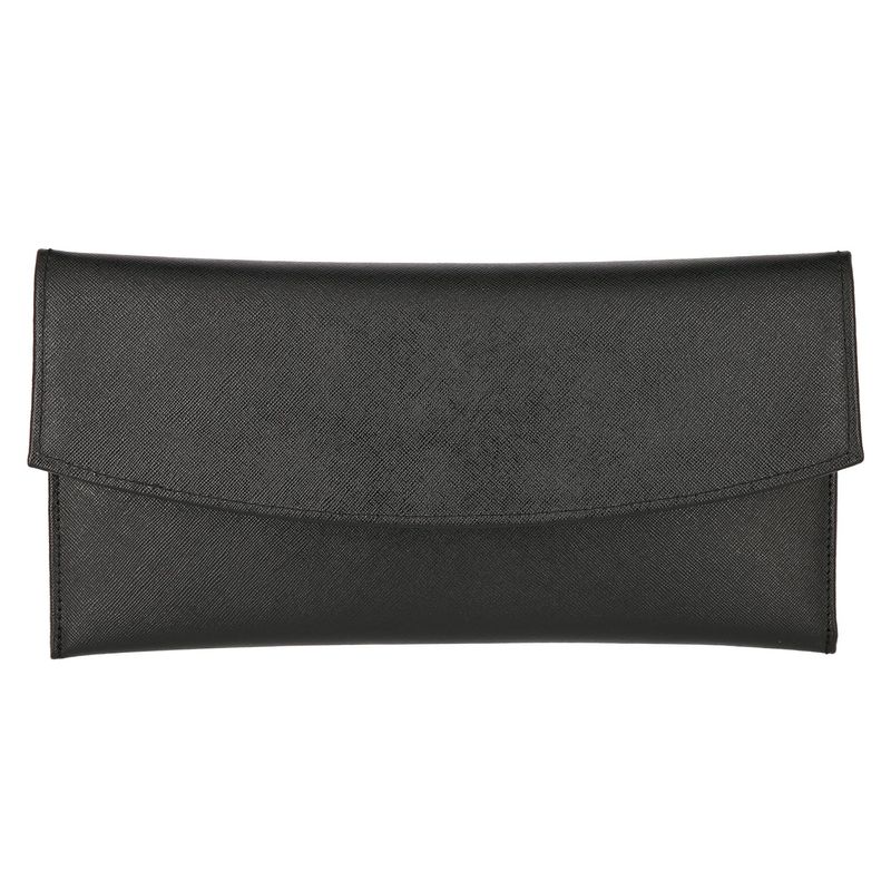 Fashion, accesorii si bijuterii - Femei - Accesorii femei - Genti si rucsacuri femei - Plic de ocazie negru din piele naturala cu striatii - Infinity.ro