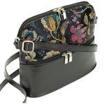 Fashion, accesorii si bijuterii - Femei - Accesorii femei - Genti si rucsacuri femei - Geanta dama din piele naturala, model 239, de umar si crossbody, negru cu flori - Infinity.ro