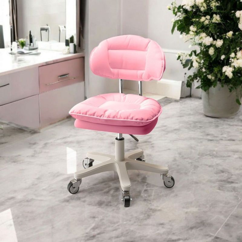 Casa si Gradina - Mobilier - Scaune si fotolii - Scaune - Scaun ergonomic, elegant si versatil, rotativ, mobil, ajustabil pe inaltime (65–75 cm), piele PU,roz - Infinity.ro