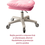 Casa si Gradina - Mobilier - Scaune si fotolii - Scaune - Scaun ergonomic, elegant si versatil, rotativ, mobil, ajustabil pe inaltime (65–75 cm), piele PU,roz - Infinity.ro