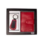 Fashion, accesorii si bijuterii - Femei - Accesorii femei - Portofele femei - Set cadou din piele naturala, cu portofel si breloc pentru chei, de dama, model MSU4, Rosu - Infinity.ro