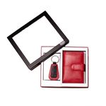 Fashion, accesorii si bijuterii - Femei - Accesorii femei - Portofele femei - Set cadou din piele naturala, cu portofel si breloc pentru chei, de dama, model MSU4, Rosu - Infinity.ro