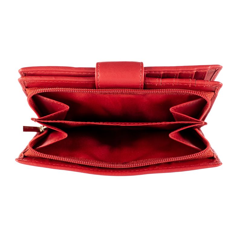 Fashion, accesorii si bijuterii - Femei - Accesorii femei - Portofele femei - Set cadou din piele naturala, cu portofel si breloc pentru chei, de dama, model MSU4, Rosu - Infinity.ro