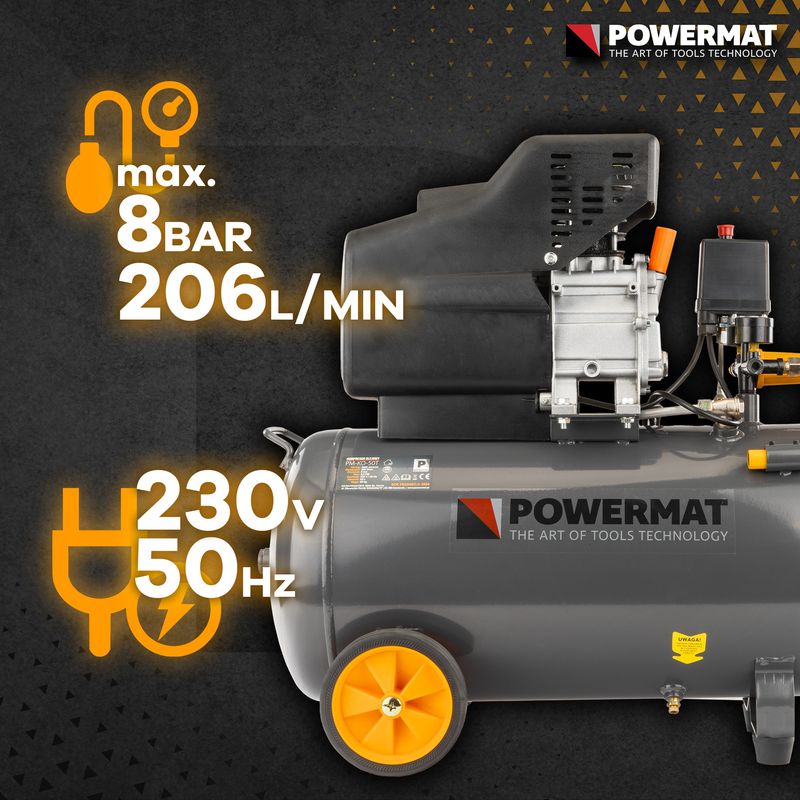 Casa si Gradina - Electrice - Echipamente electrice - Compresoare - Compresor de ulei, capacitate 50L, Powermat, PM0685 - Infinity.ro