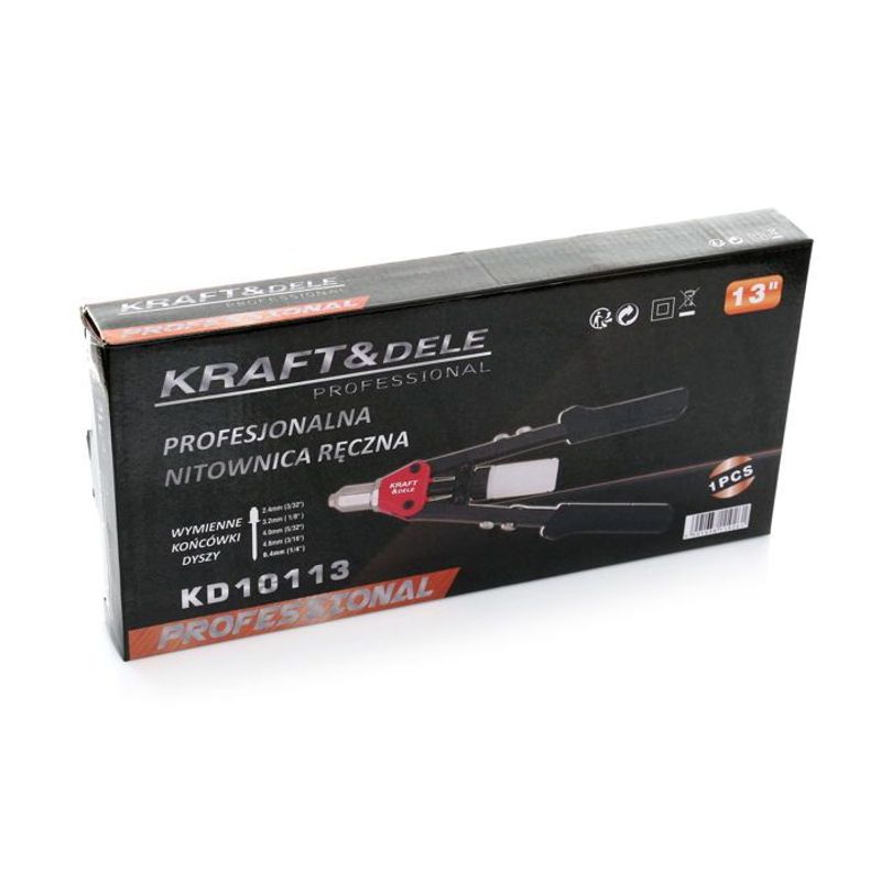 Casa si Gradina - Constructii - Scule de mana si unelte - Clesti si patenti - Nituitor manual, Kraft&Dele, KD10113, 13", cu 4 duze - Infinity.ro