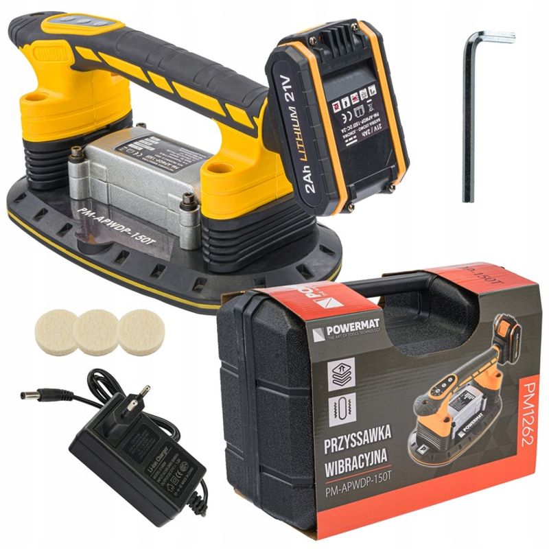 Auto si Moto - Reparatii si depanare - Scule auto - Scule si truse auto - Ventuza vibranta 21V, Powermat, 6 viteze, cu baterii, PM1262 - Infinity.ro