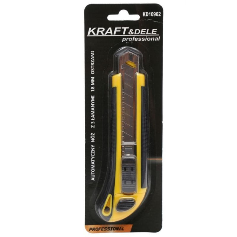 Carti si Birotica - Birotica - Accesorii de birou - Foarfece si cuttere - Set 1 cutter si 3 lame de rezerva, Kraft&Dele, 18 mm din otel carbon si corp din plastic, KD10962 - Infinity.ro