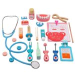 Jucarii, Copii si Bebe - Jucarii si jocuri - Jucarii de rol - Set joaca doctor - Set joaca doctor cu 23 de accesorii din lemn pentru copii +3 ani - Infinity.ro