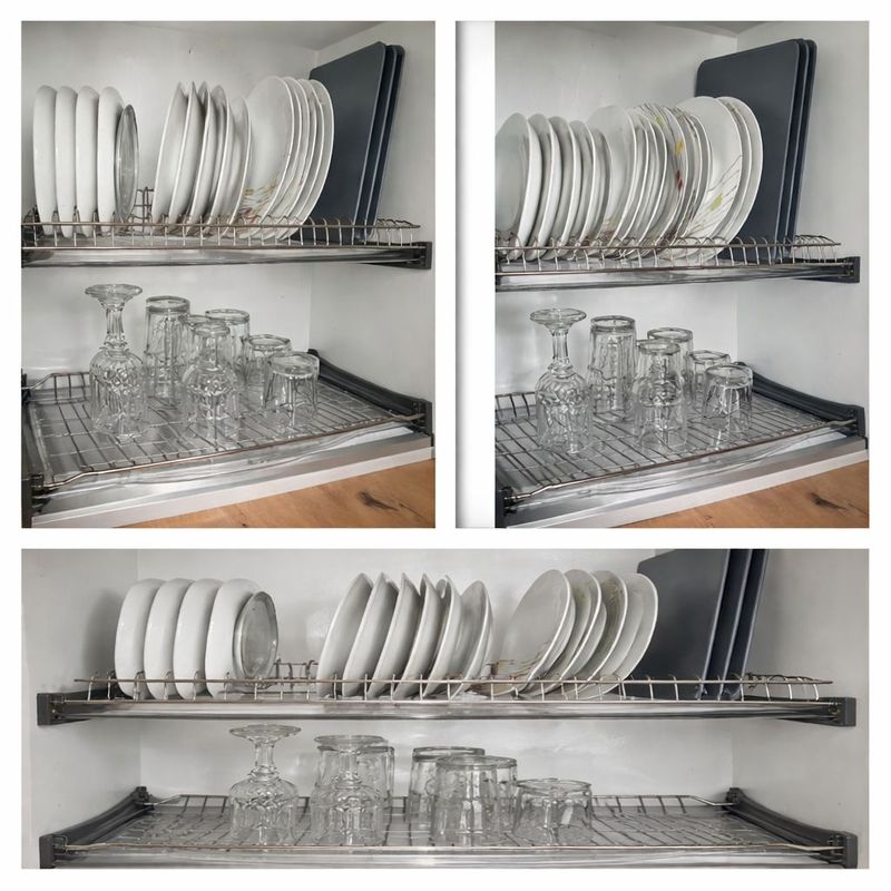 Casa si Gradina - Bucatarie si vesela - Organizare si depozitare bucatarie - Scurgator vase - Scurgator de Vase din INOX, Adsinio, 2 Rafturi, 2 Tavite de Scurgere, Pentru Dulap  de 600mm, inox - Infinity.ro