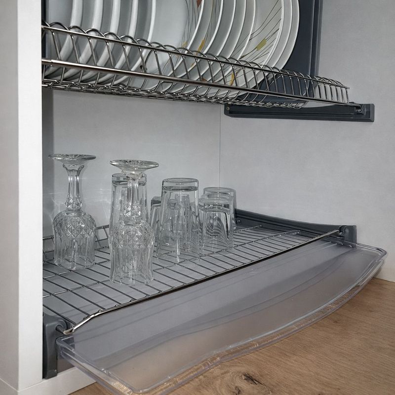 Casa si Gradina - Bucatarie si vesela - Organizare si depozitare bucatarie - Scurgator vase - Scurgator de Vase din INOX, Adsinio, 2 Rafturi, 2 Tavite de Scurgere, Pentru Dulap  de 600mm, inox - Infinity.ro