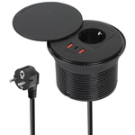 Casa si Gradina - Electrice - Prize - Priza Incorporabila, Adsinio, 1 Schuko, 2 USB-A, 1 USB-C, Cablu de 1.6m, 230V, 16A, 4000W, Negru - Infinity.ro