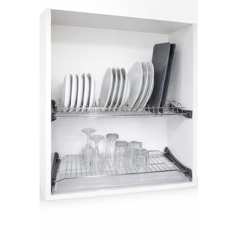 Casa si Gradina - Bucatarie si vesela - Organizare si depozitare bucatarie - Scurgator vase - Scurgator de Vase din INOX, Adsinio, 2 Rafturi, 1 Tavita de Scurgere, Pentru Dulap  de 800mm, inox - Infinity.ro