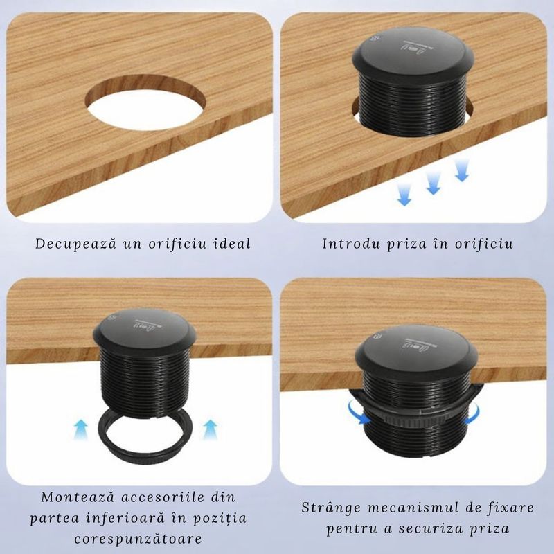 Casa si Gradina - Electrice - Prize - Priza Incorporabila Wireless, Adsinio, 1 Schuko, 1 USB-C, 2 USB-A, 1 Wireless, Negru - Infinity.ro