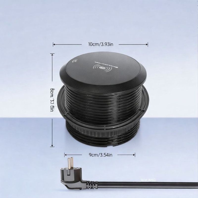 Casa si Gradina - Electrice - Prize - Priza Incorporabila Wireless, Adsinio, 1 Schuko, 1 USB-C, 2 USB-A, 1 Wireless, Negru - Infinity.ro