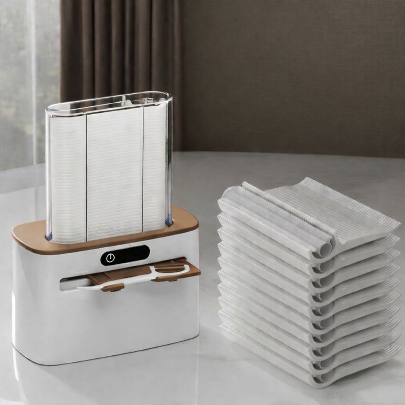 Ingrijire personala si Cosmetice - Igiena dentara - Rezerve si accesorii - Dispenser de Ata Dentara cu Senzor, Adsinio, 100 de Rezerve, Alb-Auriu - Infinity.ro