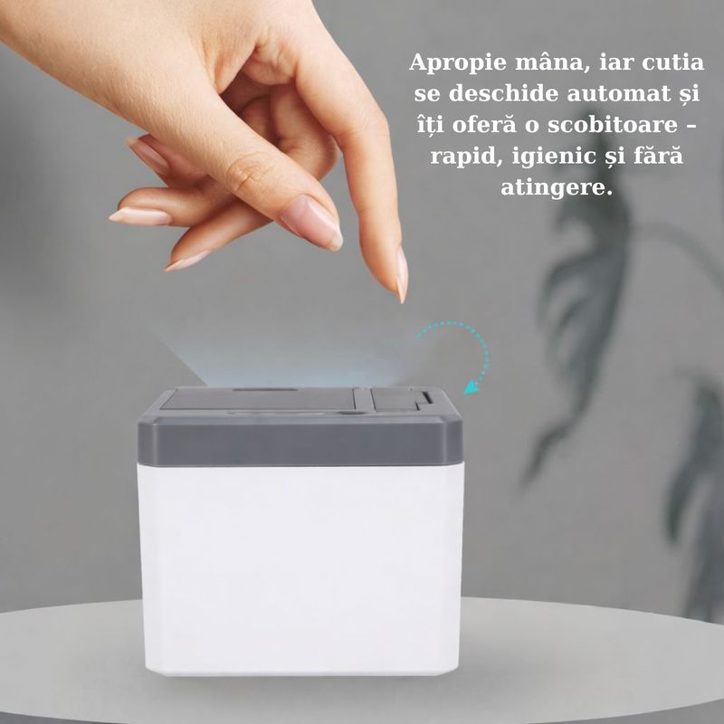 Casa si Gradina - Bucatarie si vesela - Ustensile bucatarie - Rasnite si dozatoare condimente - Dispenser de Scobitori, Adsinio, Inchidere/Deschidere cu Senzor, Negru - Infinity.ro
