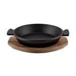 Casa si Gradina - Bucatarie si vesela - Vase pentru gatit - Tigai si seturi - Tava rotunda din fonta cu suport din lemn 19 cm - Infinity.ro