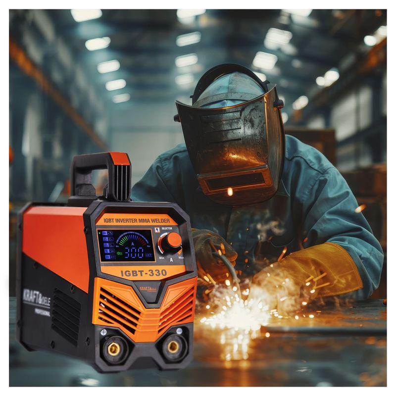 Casa si Gradina - Constructii - Scule electrice si accesorii - Aparate de sudura - Pachet aparat de sudura IGBT/MMA/LIFT/TIG 330A, Kraft&Dele, KD1878 + electrozi rutilici 2.5 mm, 2.5 kg - Infinity.ro