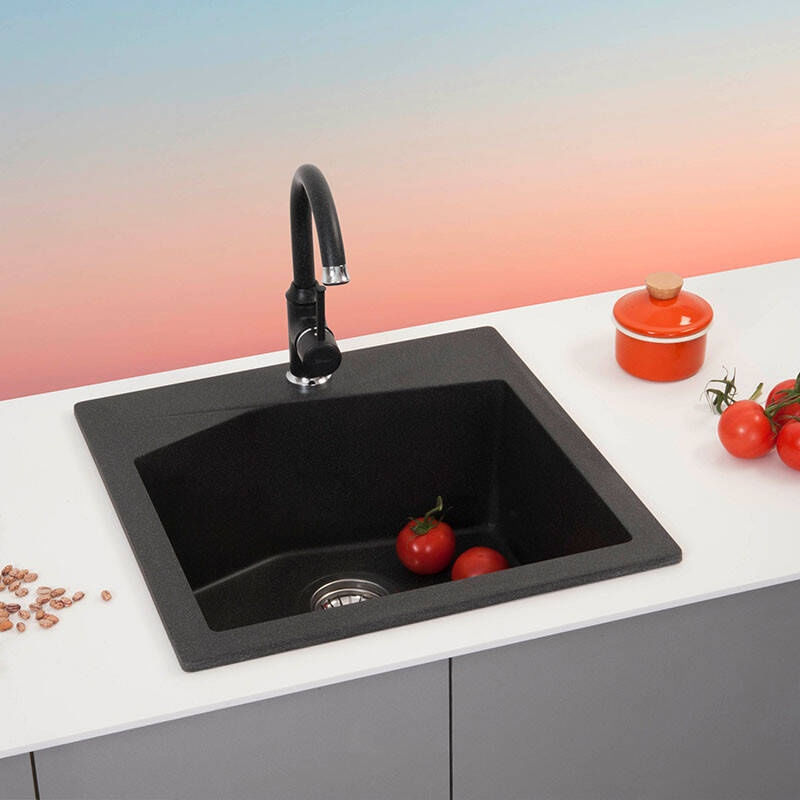 Casa si Gradina - Sanitare - Chiuveta bucatarie si accesorii - Chiuvete bucatarie - Chiuveta Bucatarie Metalac X Linea 50 Granit 500 x 500MM Sifon 90MM Negru - Infinity.ro