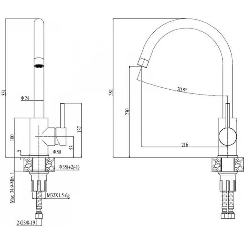 Casa si Gradina - Sanitare - Lavoar baie si accesorii - Baterii sanitare - Baterie Alveus Roxa G55, monocomanda, finisaj Nej melange - Infinity.ro