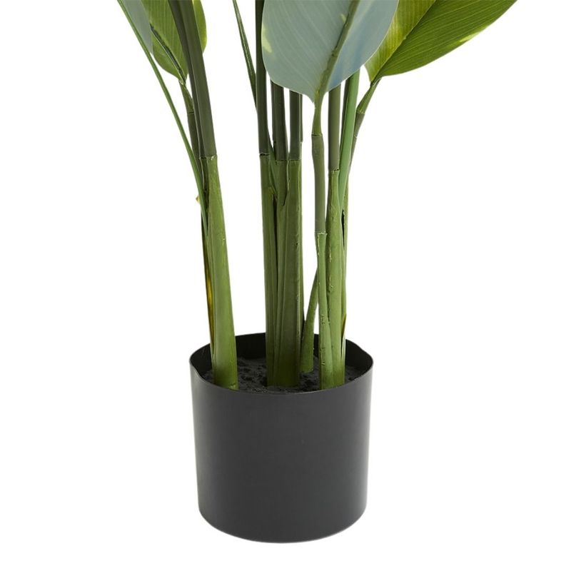 Casa si Gradina - Decoratiuni - Obiecte decorative - Plante artificiale - Planta artificiala Calathea 118 cm, cu frunze verzi variegate, aspect realist, pentru interior, ghiveci negru inclus - Infinity.ro